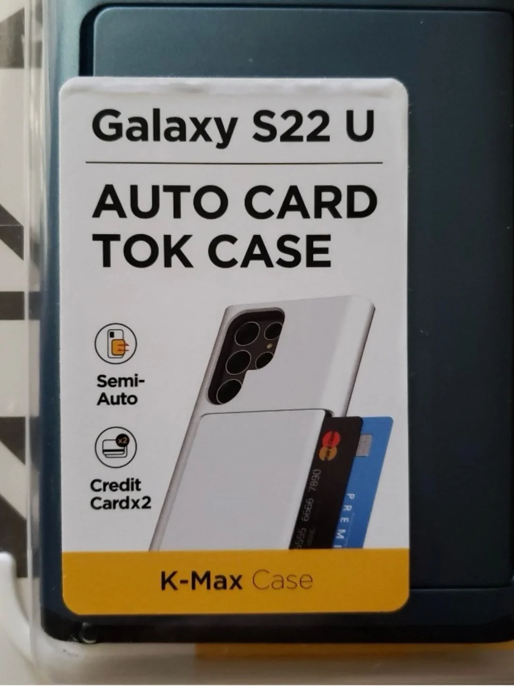 NWT Samsung Galaxy S22 U Blue Case w/a Built-in semi-auto Sliding Card Slot